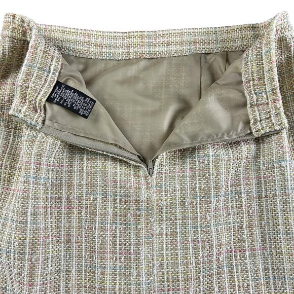 Positive Attitude Tweed 3 Pc Skirt Suit Women Petite Size 14 Light Green Classic - Picture 10 of 16